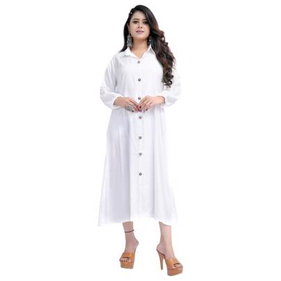 White Long Shirt Style Kurta  White 