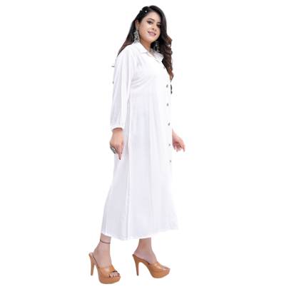 White Long Shirt Style Kurta  White