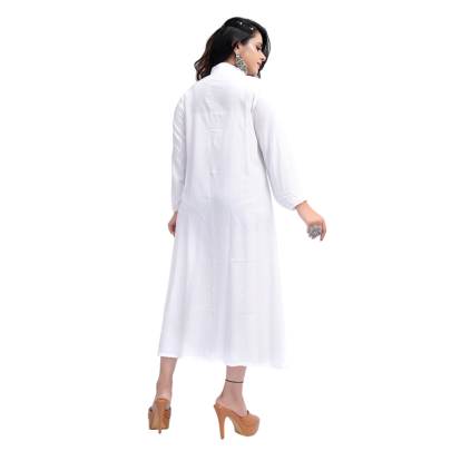 White Long Shirt Style Kurta  White